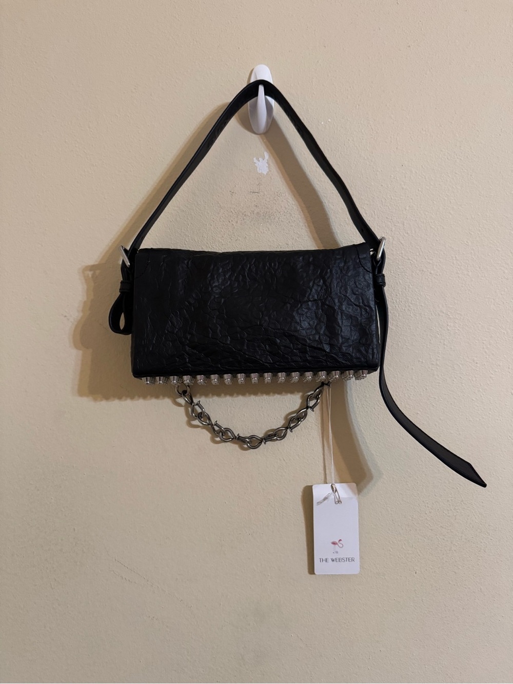 Alexander Wang New Ricco Crushed Slim Flap Bag Leather Black - Picture 3 of 15